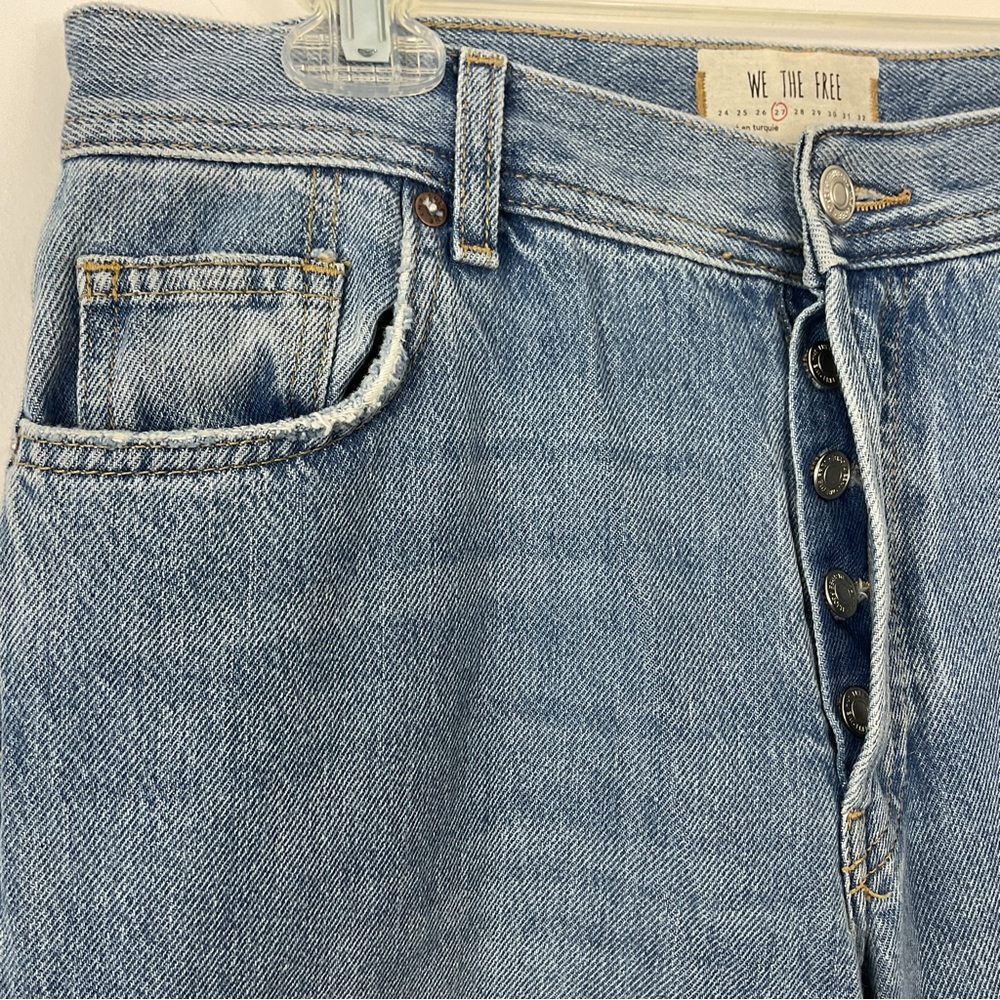 We The Free Maggie Mid Rise Straight Leg Distressed Jeans Womens 27 - Picture 3 of 8